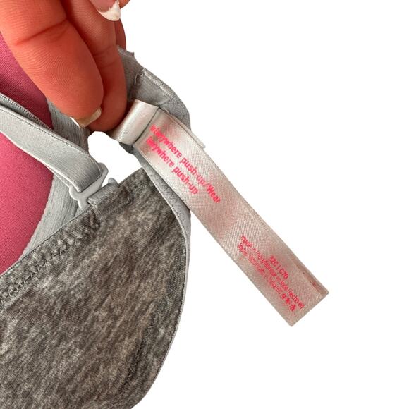 Pink Victoria's Secret Wear Everywhere Push-Up Grey Padded Bra Size 32C - Picture 4 of 6